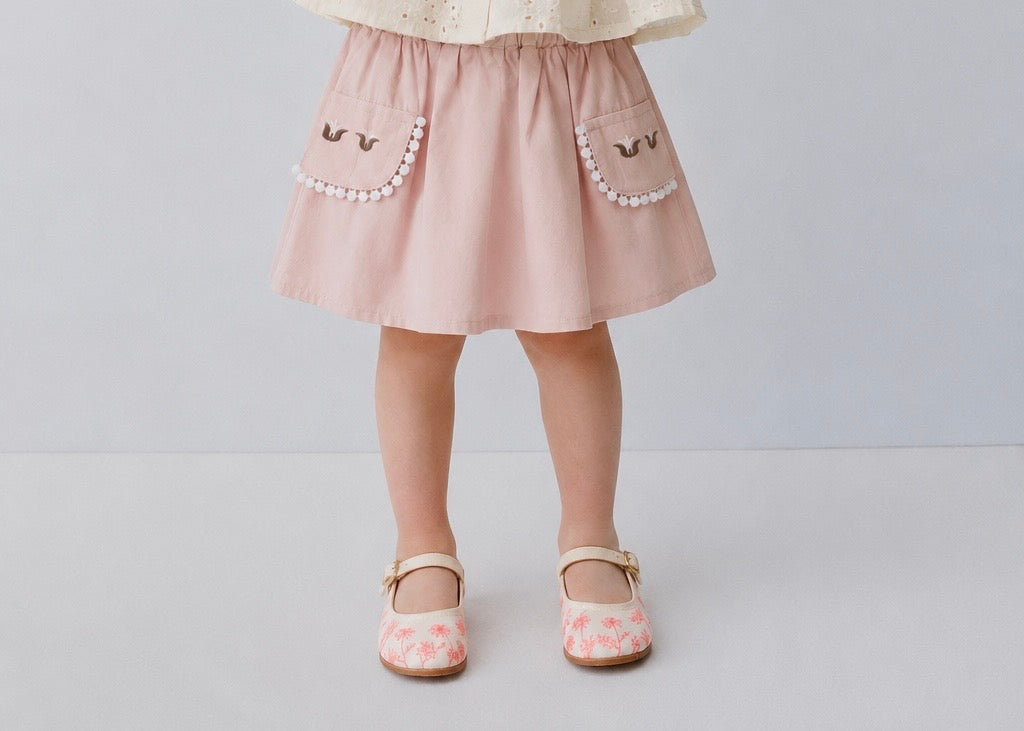 Jupe en popeline rose