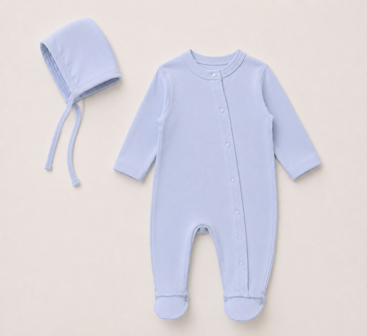 Grenouillère bleu avec bonnet
