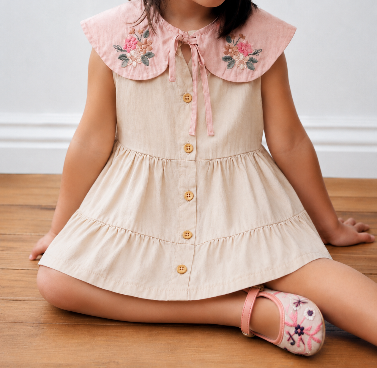 Robe avec col brodé